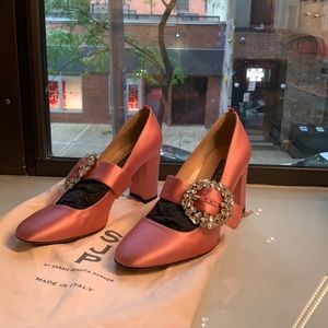 SJP crystal embellished pink silk heels. Size 38. Worn once.